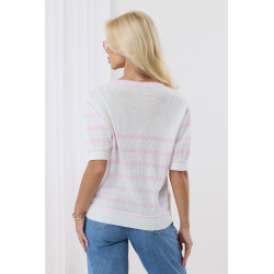 Sweter w paski z krótkim rękawem