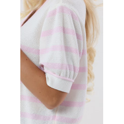 Sweter w paski z krótkim rękawem