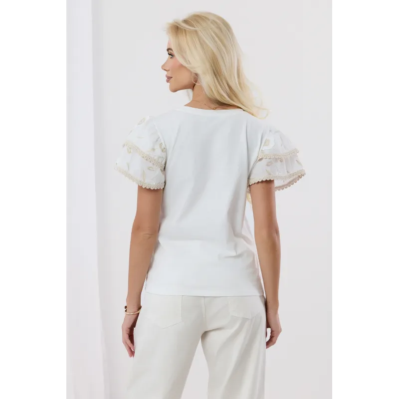 Bluzka z ażurowymi rękawami