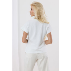 Bluzka z ozdobnym kwiatem na ramieniu