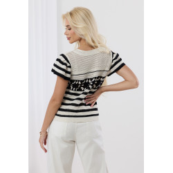 Sweter w paski z ażurowym wzorem