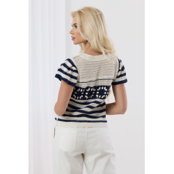 Sweter w paski z ażurowym wzorem