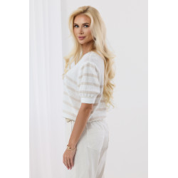 Sweter w paski z krótkim rękawem