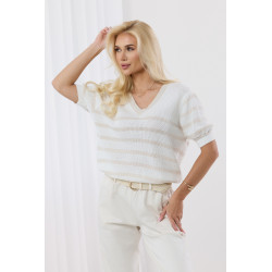 Sweter w paski z krótkim rękawem