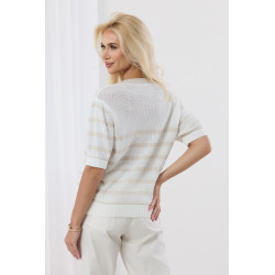 Sweter w paski z krótkim rękawem