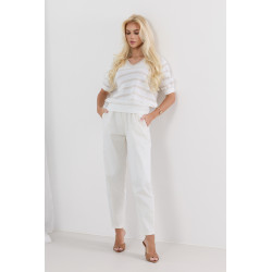 Sweter w paski z krótkim rękawem