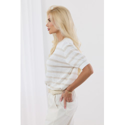 Ażurowy sweter w pastelowe paski