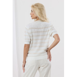 Ażurowy sweter w pastelowe paski