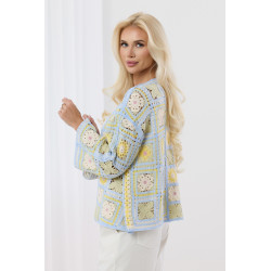 Krótki kardigan szydełkowy z motywem kwiatowym