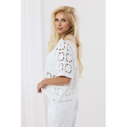 Ażurowa koszula z krótkim rękawem