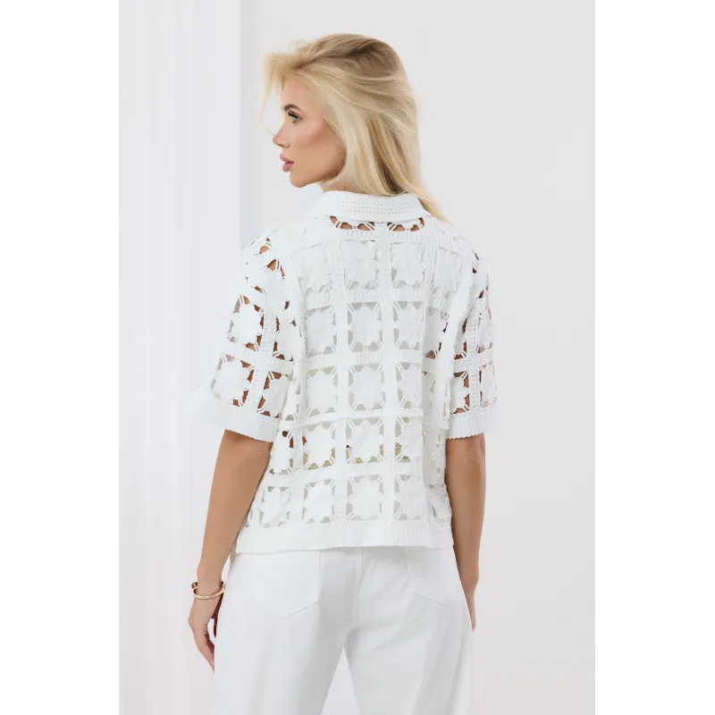 Ażurowa koszula z krótkim rękawem