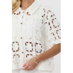 Ażurowa koszula z krótkim rękawem