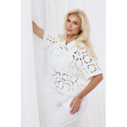 Ażurowa koszula z krótkim rękawem