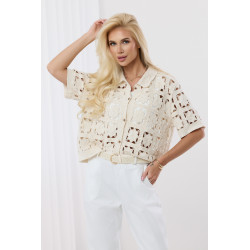 Ażurowa koszula z krótkim rękawem