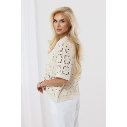 Ażurowa koszula z krótkim rękawem