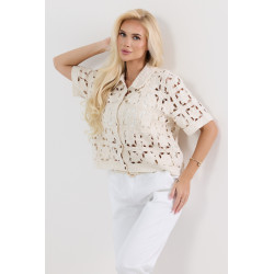Ażurowa koszula z krótkim rękawem