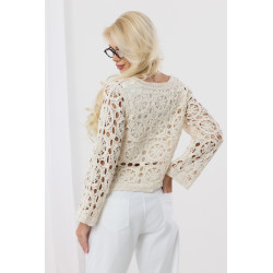 Bluzka szydełkowa z długim rękawem w stylu boho