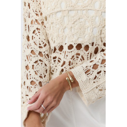 Bluzka szydełkowa z długim rękawem w stylu boho