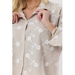 Koszula z haftem kwiatowym i kołnierzykiem
