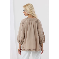 Bawełniana bluzka w stylu boho z troczkami