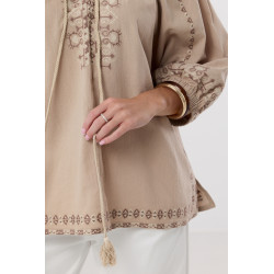 Bawełniana bluzka w stylu boho z troczkami