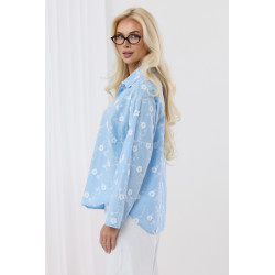 Koszula z haftem kwiatowym i kołnierzykiem