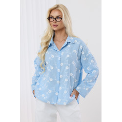 Koszula z haftem kwiatowym i kołnierzykiem