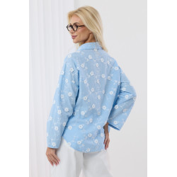 Koszula z haftem kwiatowym i kołnierzykiem