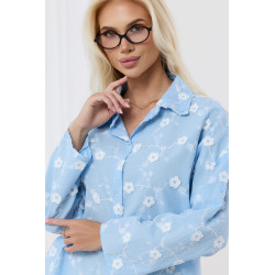 Koszula z haftem kwiatowym i kołnierzykiem