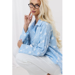 Koszula z haftem kwiatowym i kołnierzykiem