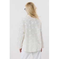 Koszula z haftem kwiatowym i kołnierzykiem