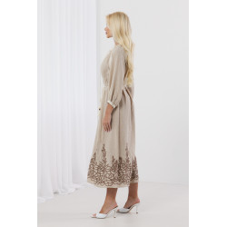 Sukienka midi w stylu boho z haftem i chwostami