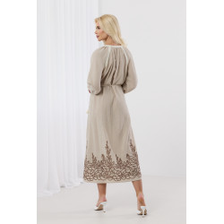 Sukienka midi w stylu boho z haftem i chwostami