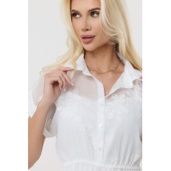 Koszulowa sukienka maxi z kwiatowym haftem