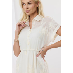 Koszulowa sukienka maxi z kwiatowym haftem