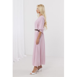 Elegancka sukienka midi z bufiastymi rękawami i paskiem