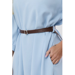 Elegancka sukienka midi z bufiastymi rękawami i paskiem