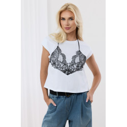 Bluzka z naszytą koronką w stylu bieliźnianym