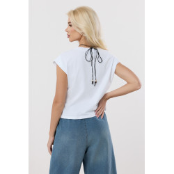 Bluzka z naszytą koronką w stylu bieliźnianym