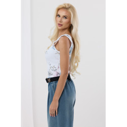 Top na ramiączkach z kwiatowym nadrukiem