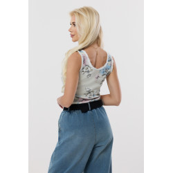 Top na ramiączkach z kwiatowym nadrukiem