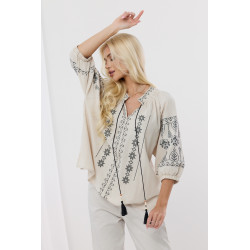 Bluzka boho z haftem i chwostami