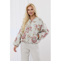 Kurtka bamberka z żakardowym wzorem w kwiaty