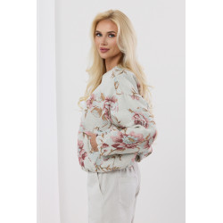 Kurtka bamberka z żakardowym wzorem w kwiaty