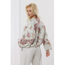 Kurtka bamberka z żakardowym wzorem w kwiaty