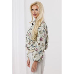 Krótka kurtka żakardowa w kwiaty