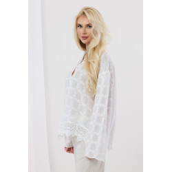 Lekka koszula z długim rękawem i koronkowym dołem