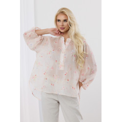 Bluzka z motywem kwiatowym i ze stójką z delikatnego materiału