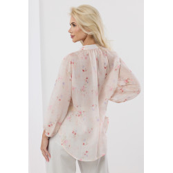 Bluzka z motywem kwiatowym i ze stójką z delikatnego materiału