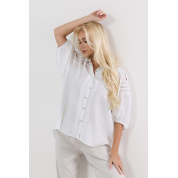 Koszula z bawełny z ozdobnym haftem na ramionach
